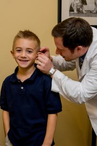 Patient receiving a hearing test in York, PA
